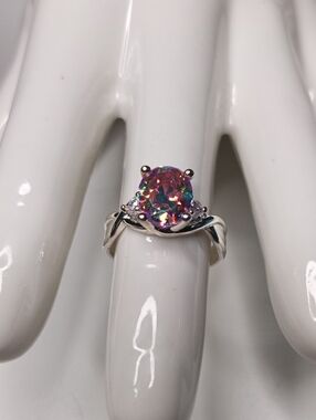 Sterling Silver Sunset CZ Ring  - Women Jewelry - Size 8